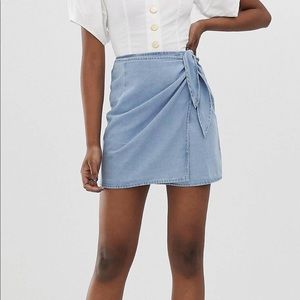 ASOS Soft Denim Wrap Mini Skirt